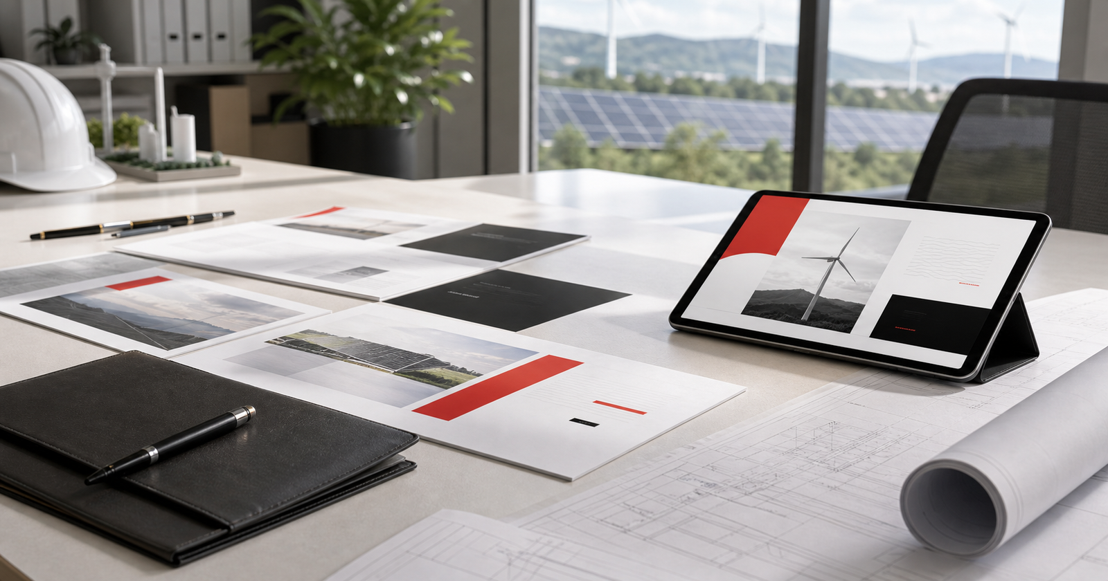 Photorealistic energy brand and pitch system mockup for Sitka Power